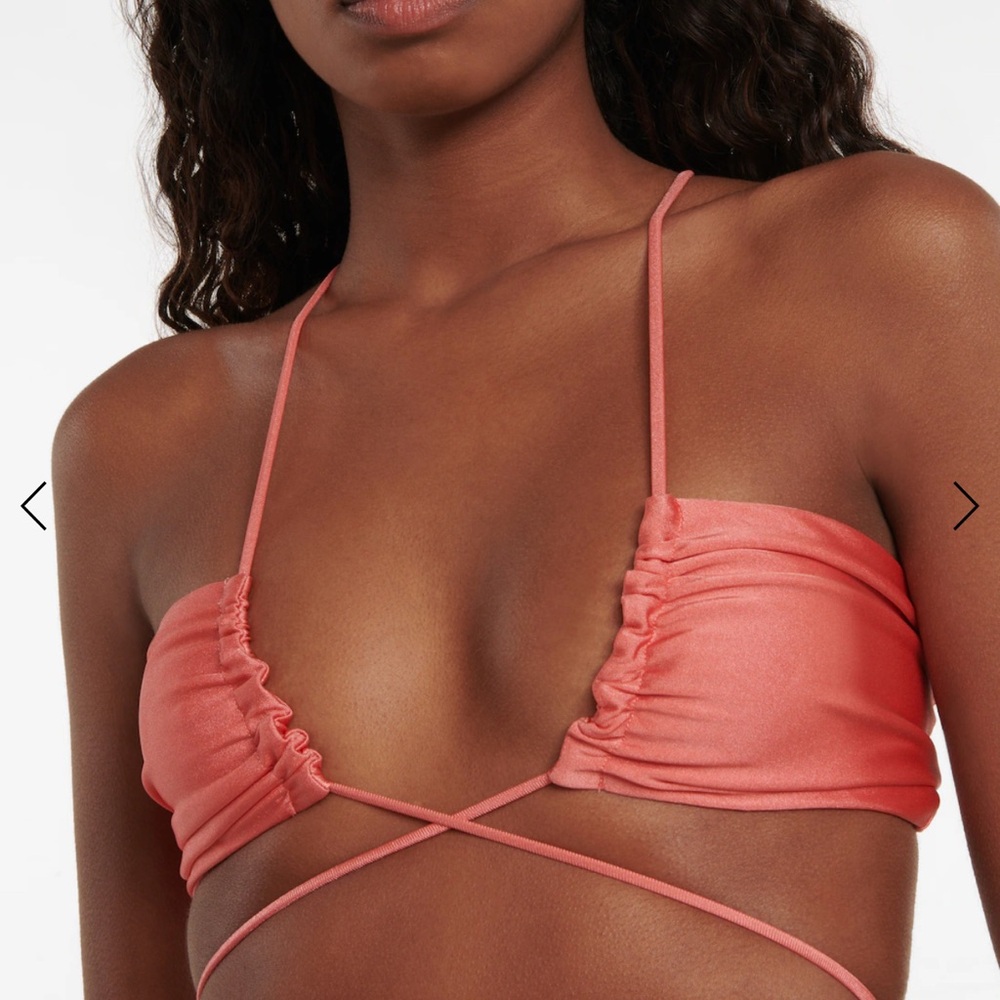 JADE SWIM Livi Coral sheen Strappy Bikini Top size large NEW NWT